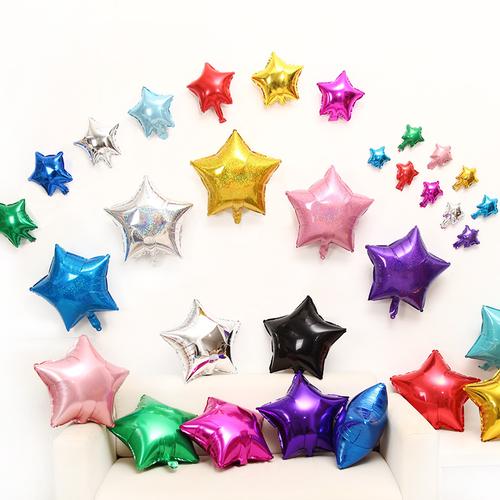 生日派对装饰气球五角星星造型铝膜气球镭辐射五角星造型卡通气球
