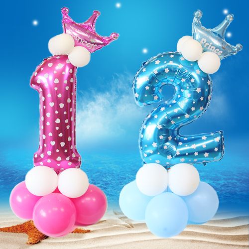 数字气球立柱宝宝生日周岁满月气球装饰布置套餐派对活动气球1岁_7折