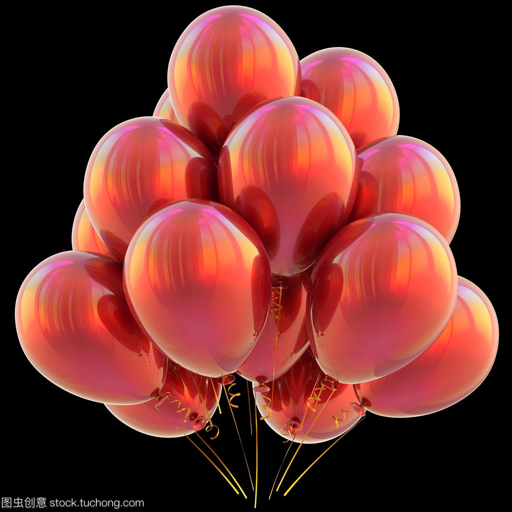 黑色气球红色生日快乐聚会装饰有光泽
