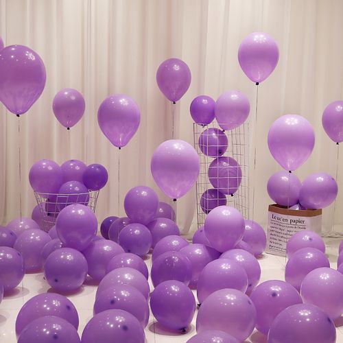气球装饰婚礼背景飘空生日套装婚庆紫色防爆女孩客厅婚房场景布置
